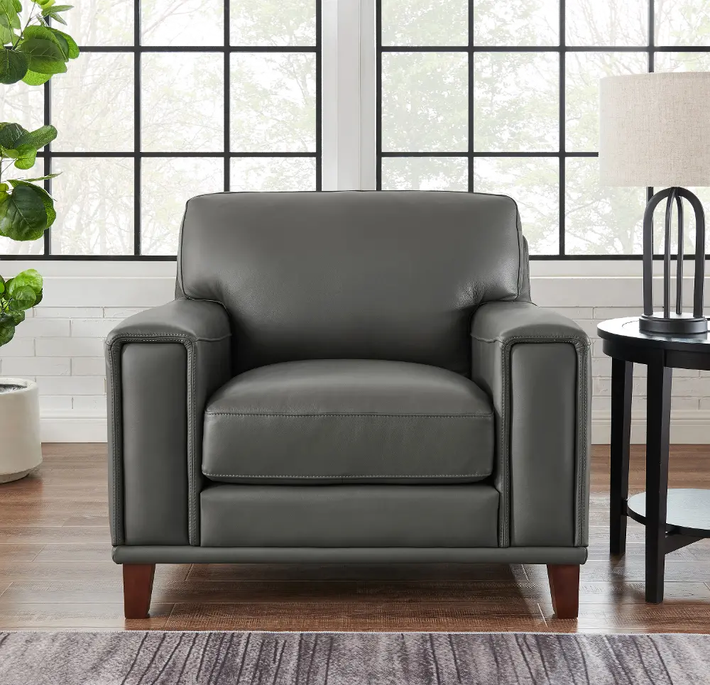 Harper Gray Leather Accent Chair-1