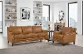 Romano Brown Leather 2 Piece Living Room Set - Sofa & Chair - Amax Leather