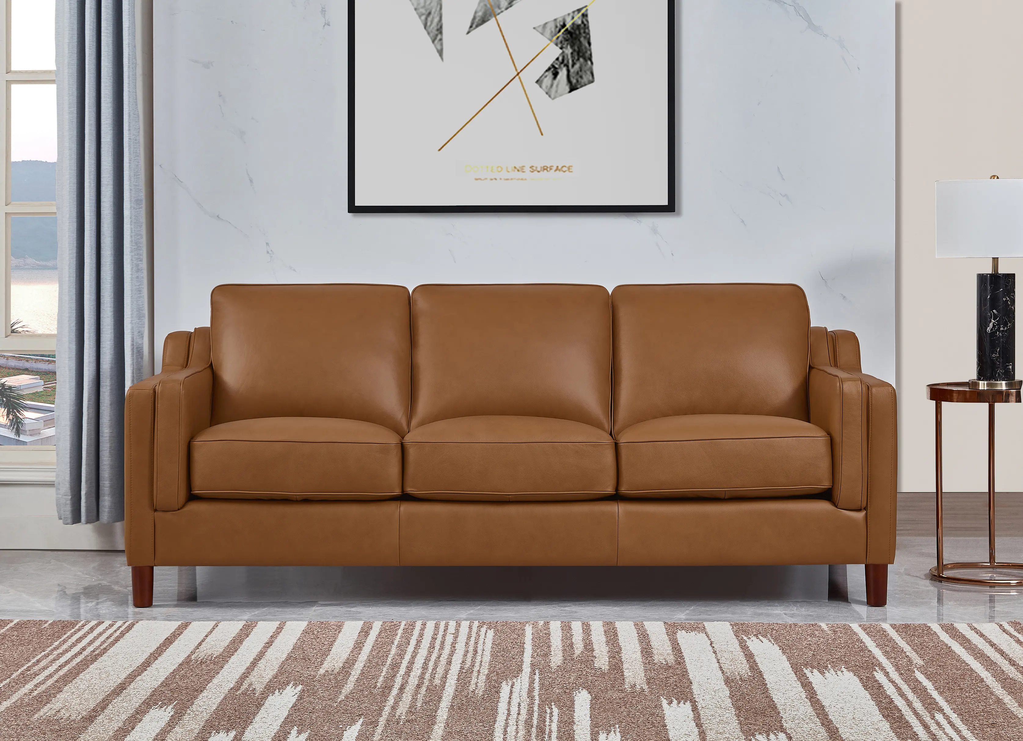 Ballari Cognac Brown Leather Sofa - Amax Leather