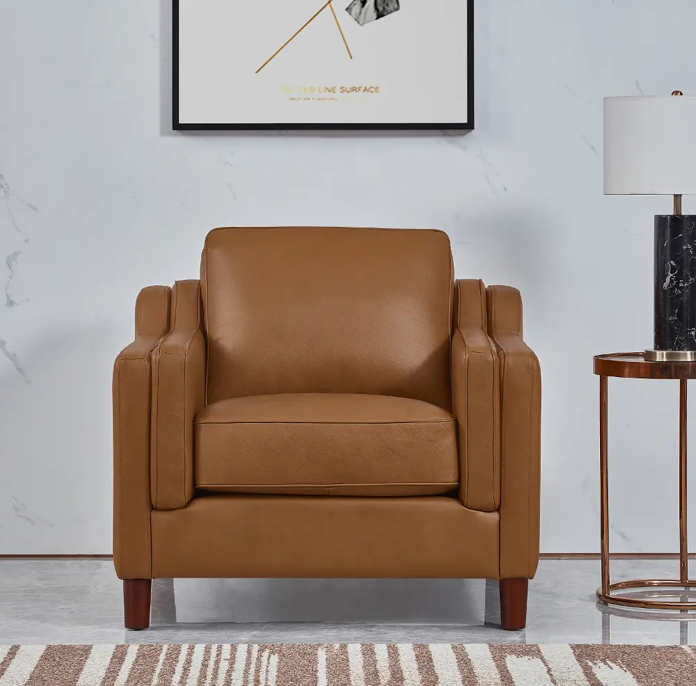 Ballari Cognac Brown Leather Accent Chair-1