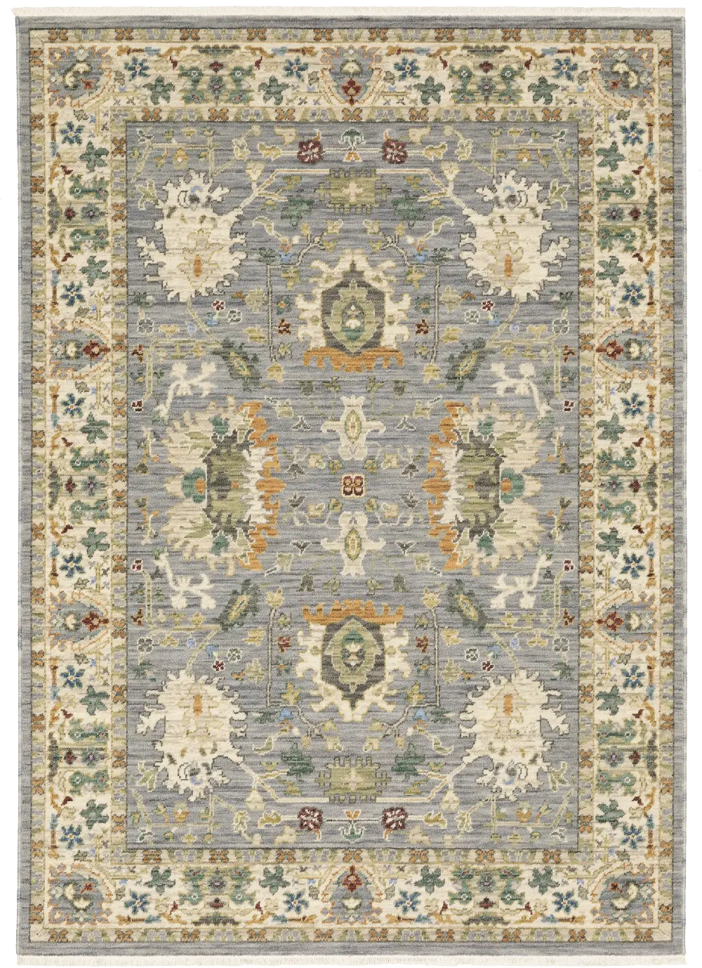 Lucca 5 x 8 Blue and Ivory Area Rug-1