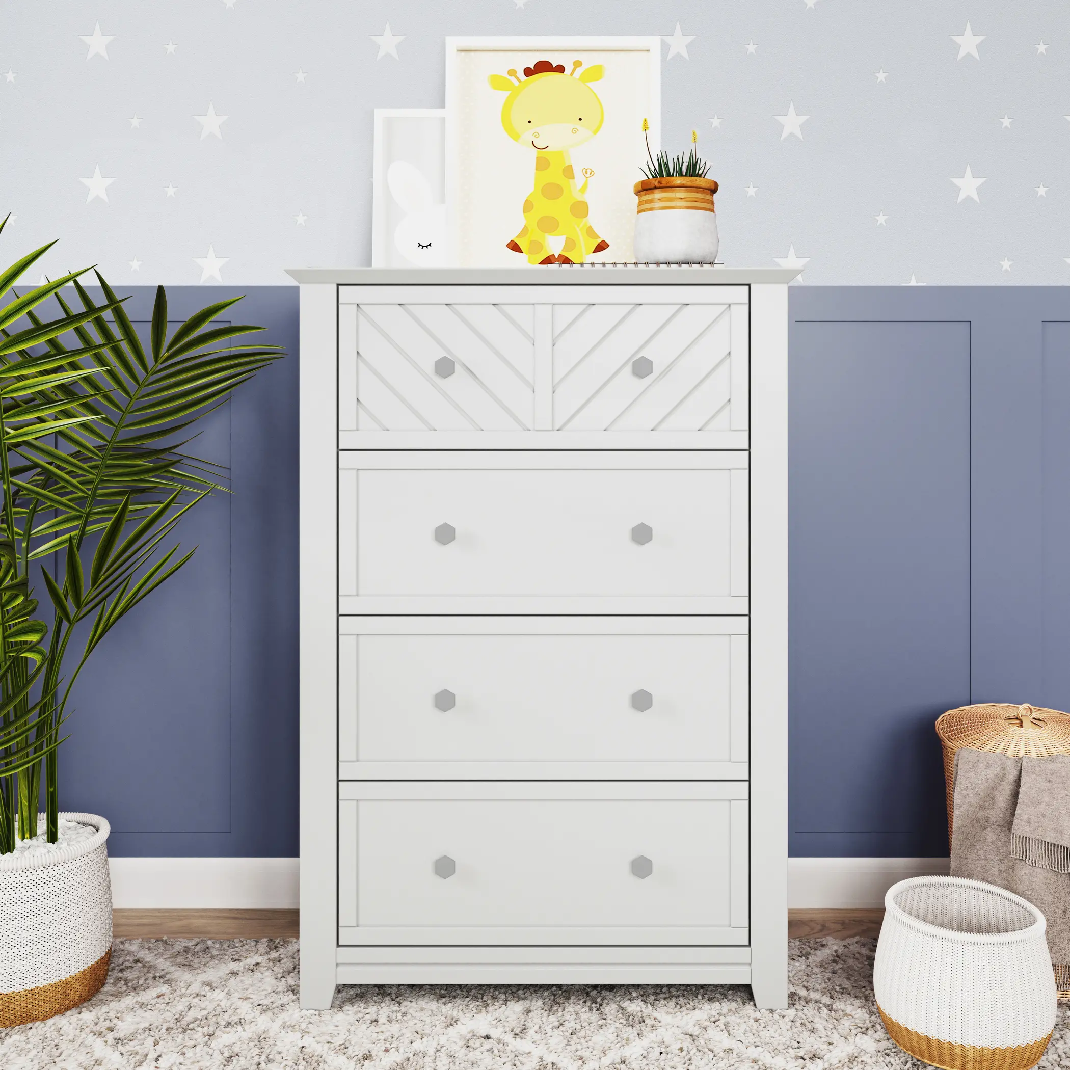 Atwood Matte White 4-Drawer Chest of Drawers