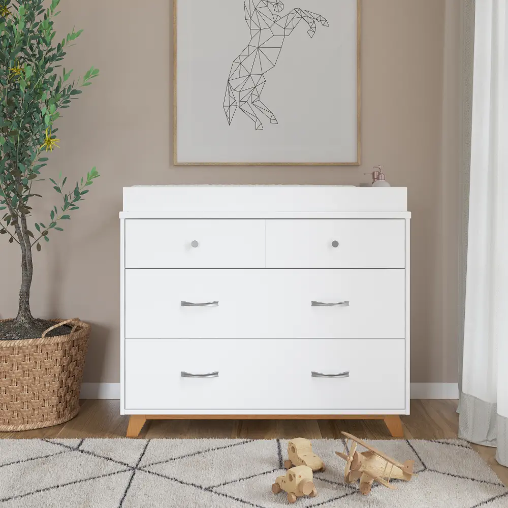F03909.43 Soho White 3 Drawer Dresser with Changing Table Top-1