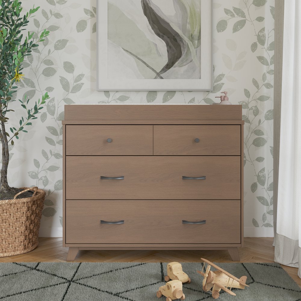 Soho Heather Brown 3 Drawer Dresser with Changing Table Top