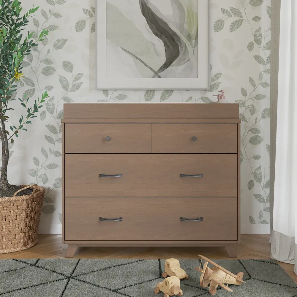F03909.86 Soho Heather Brown 3 Drawer Dresser with Changing Table Top-1