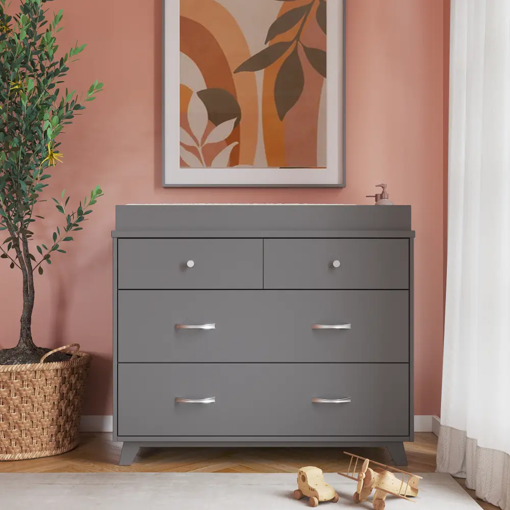 F03909.87 Soho Cool Gray 3 Drawer Dresser with Changing Table Top-1