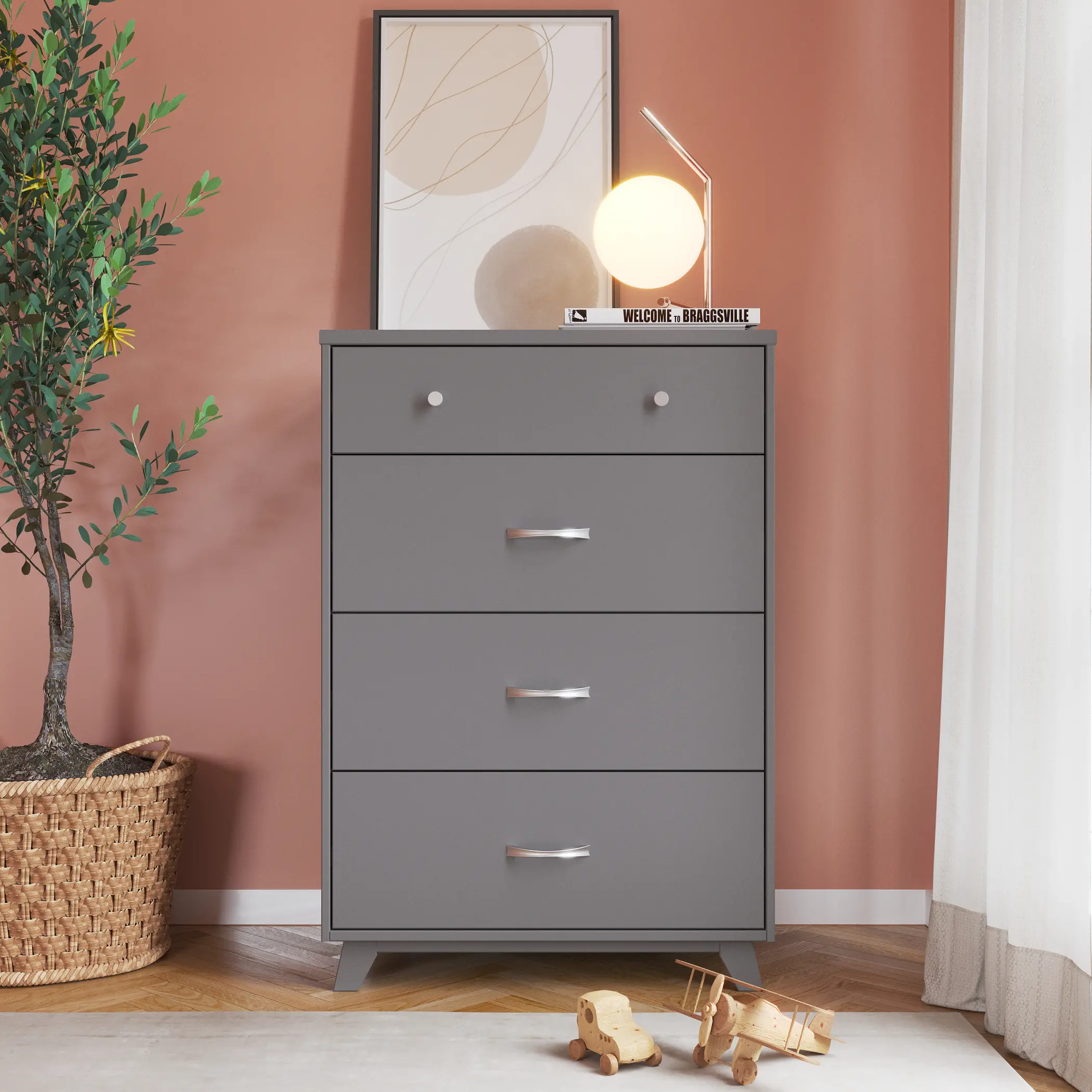 Soho Cool Gray 4 Drawer Chest of Drawers