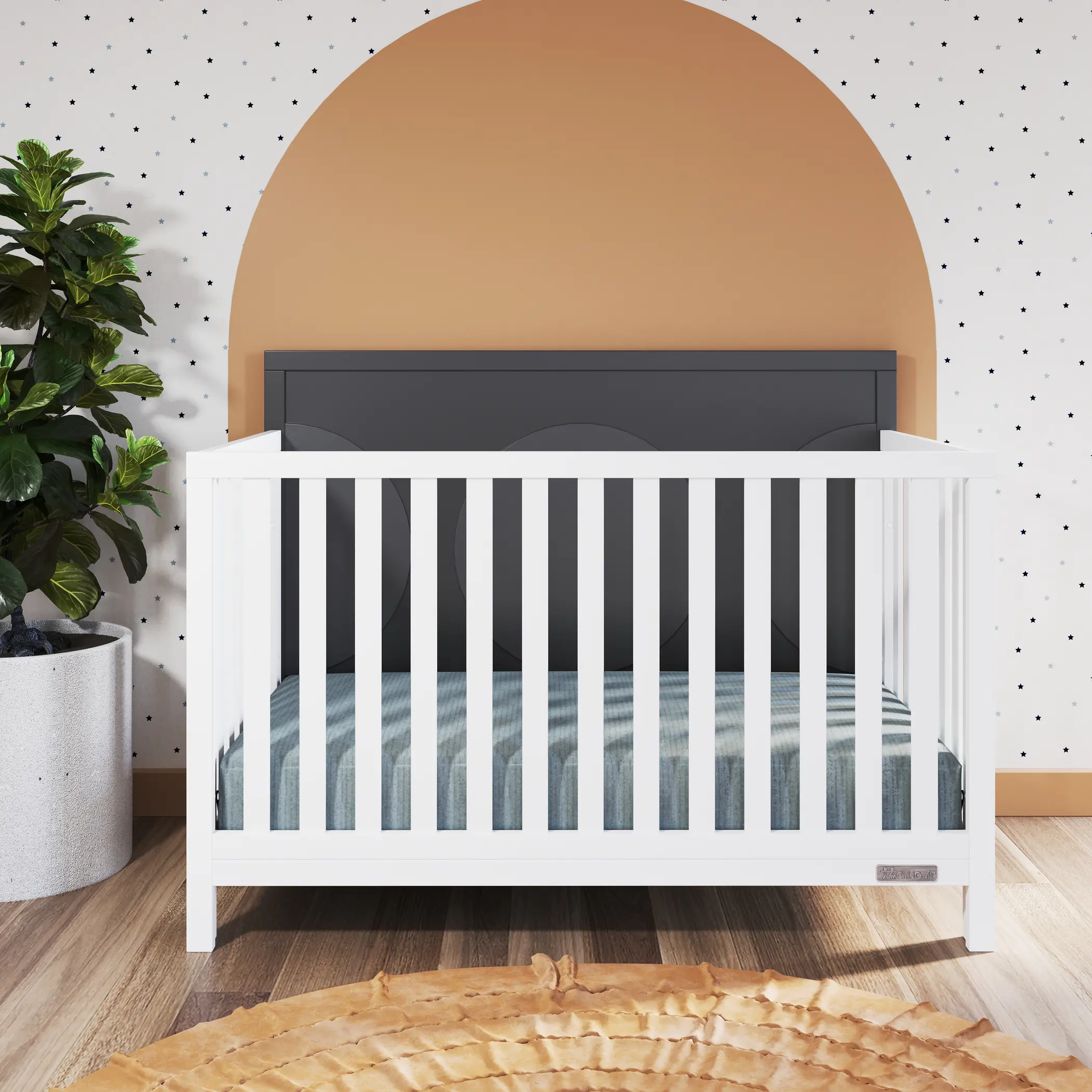 Orbit Black and White 4-in-1 Flat Top Convertible Crib