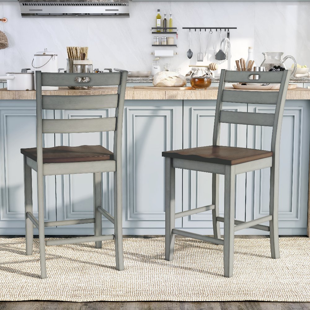 112898858 Elda Light Gray Counter Height Stool, Set of 2 sku 112898858