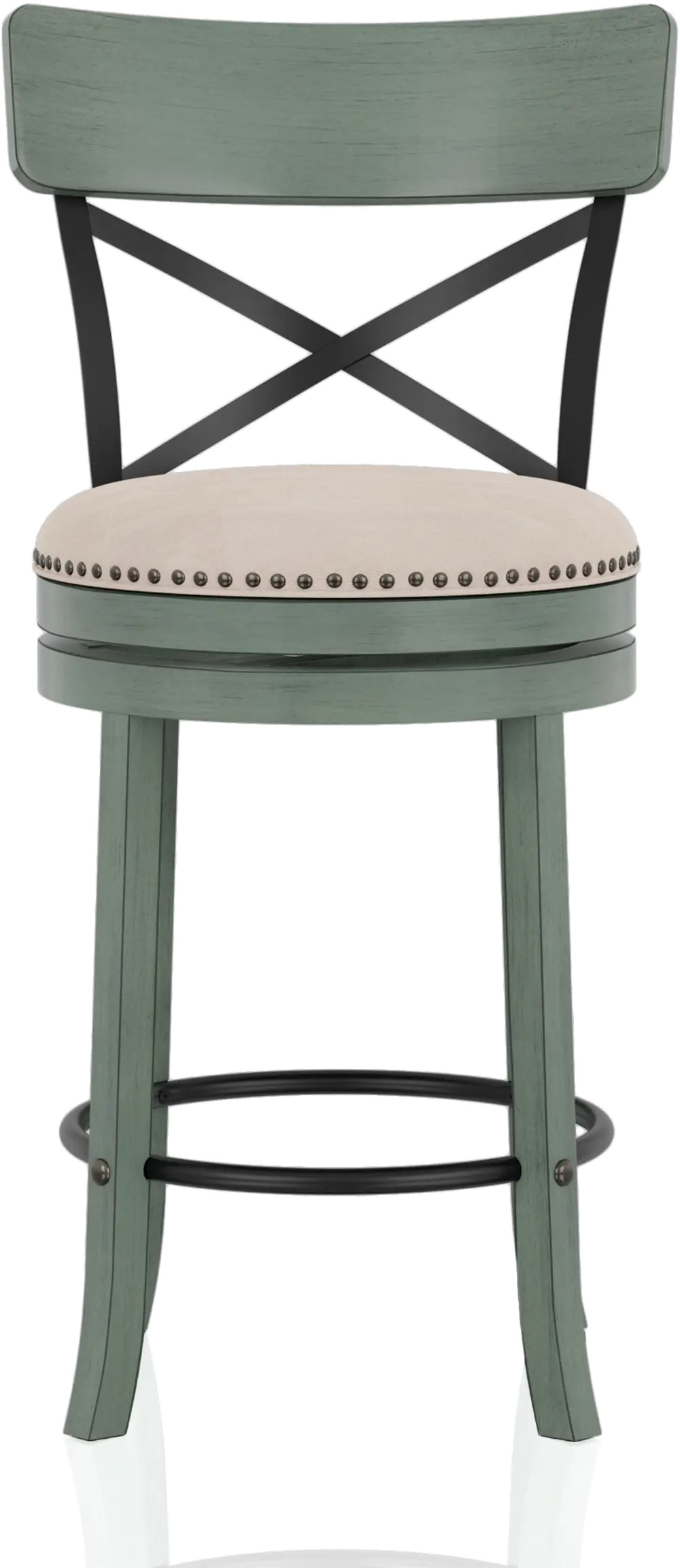 IDF-BR1855GR-24 Shae Antique Green Counter Height Swivel Stool, Set of 2-1