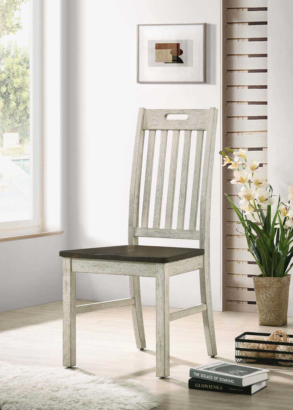 112899382 Kadda Antique White Dining Chair, Set of 2 sku 112899382