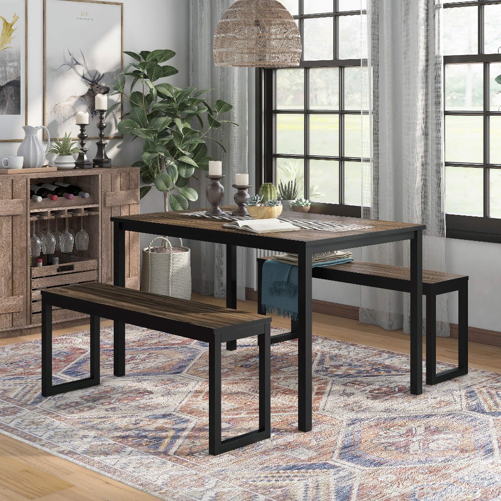 112899404 Caritina Walnut Brown 3 Piece Counter Height Dinin sku 112899404