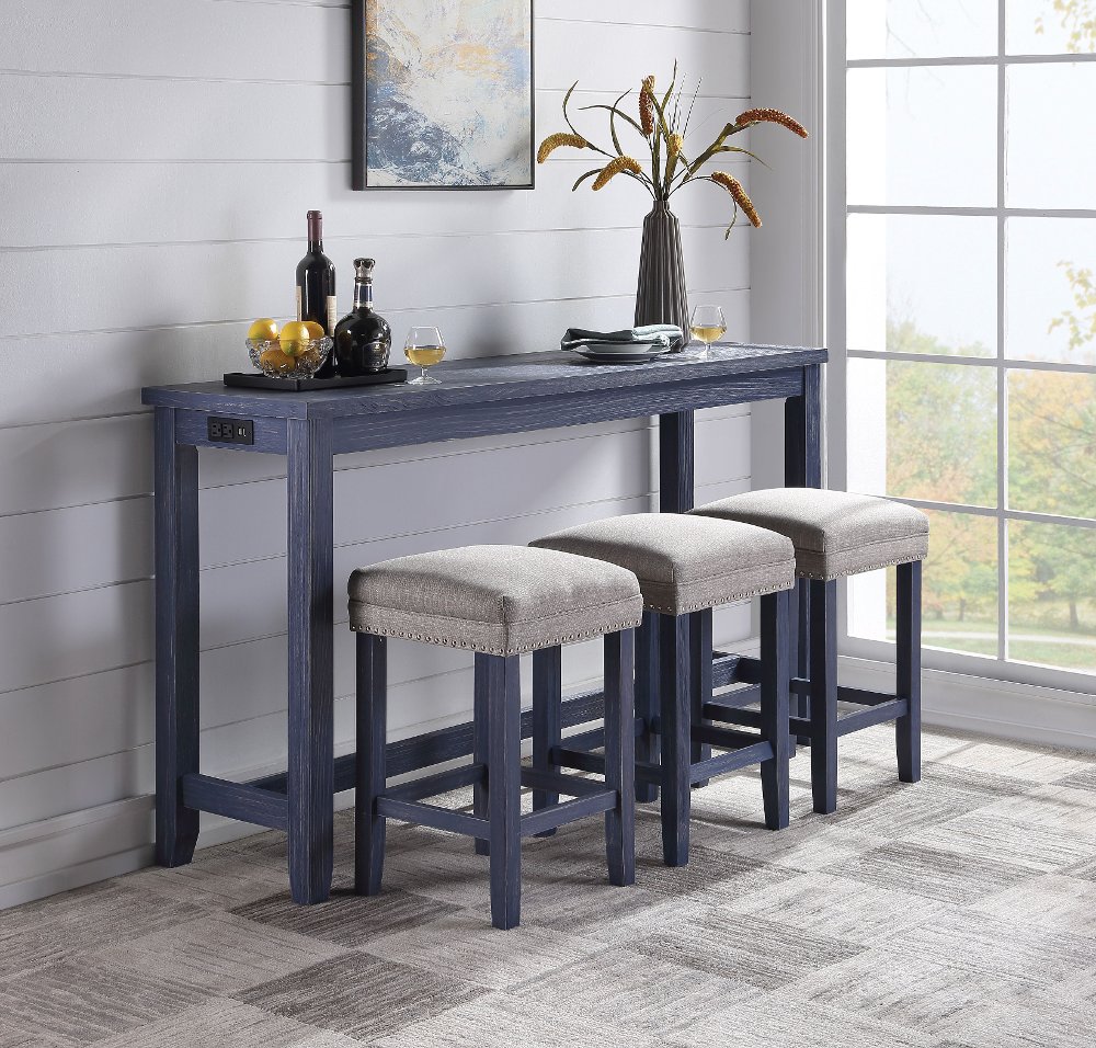 Sabana Blue 4 Piece Counter Height Dining Set