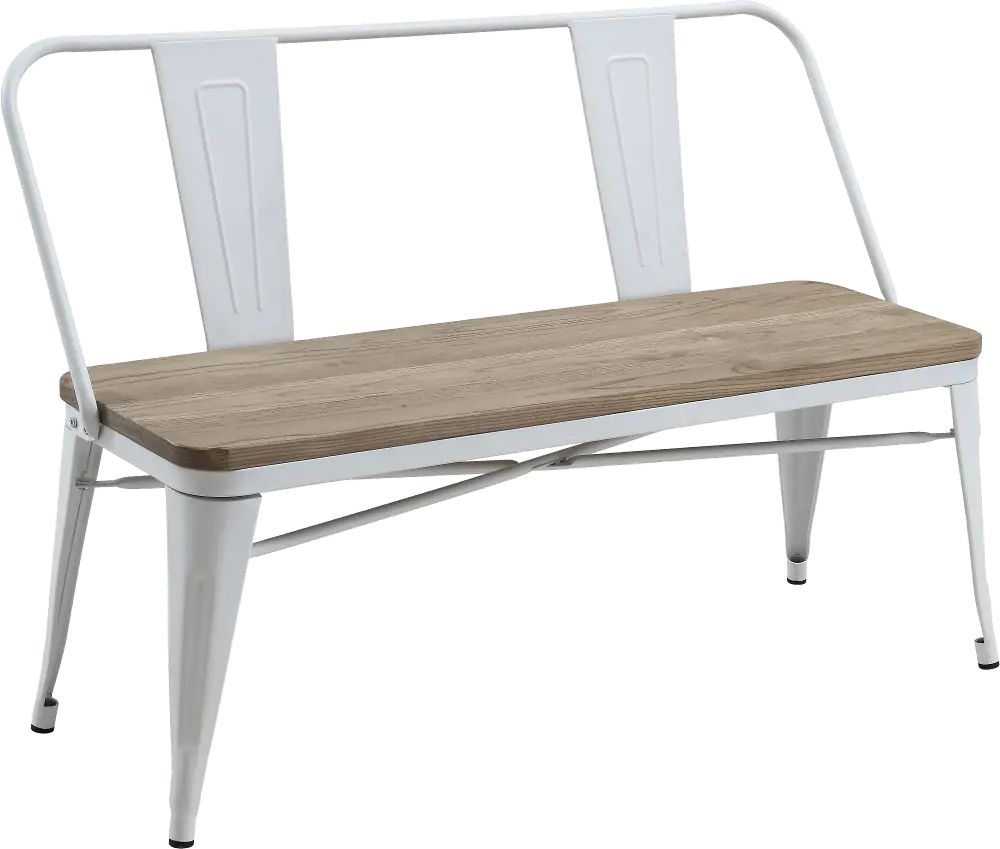 IDF-3529WH-BN Mayfield White Metal Dining Bench-1