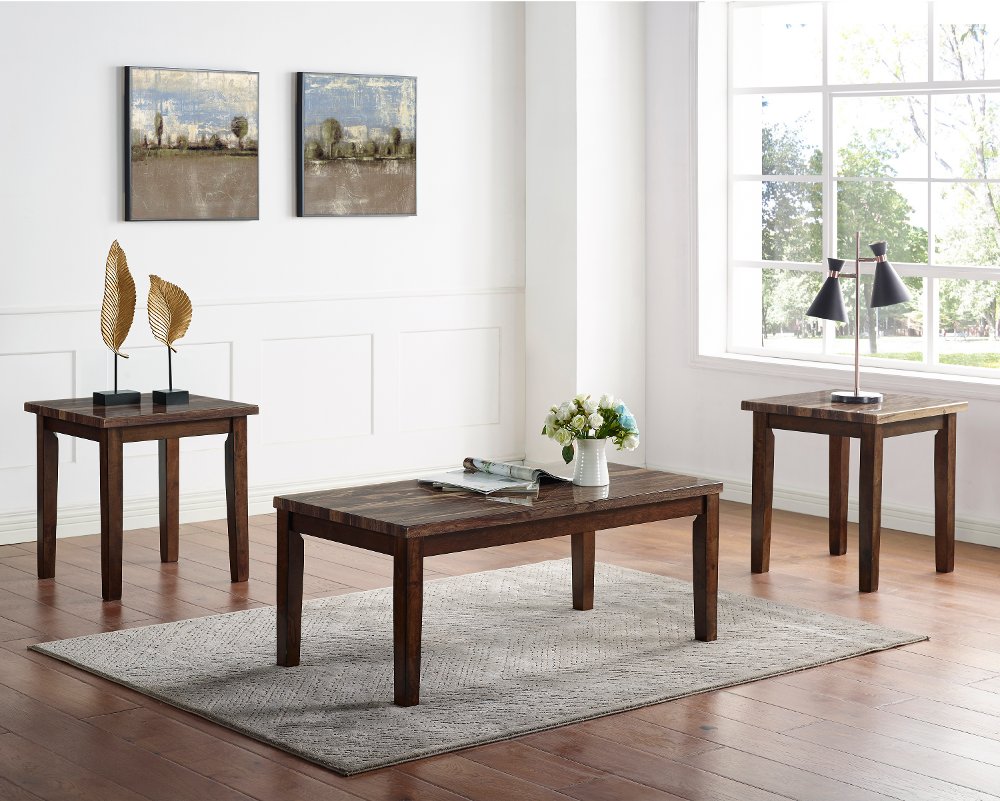 112899633 Korlyn Walnut Brown 3 Piece Coffee Table Set sku 112899633