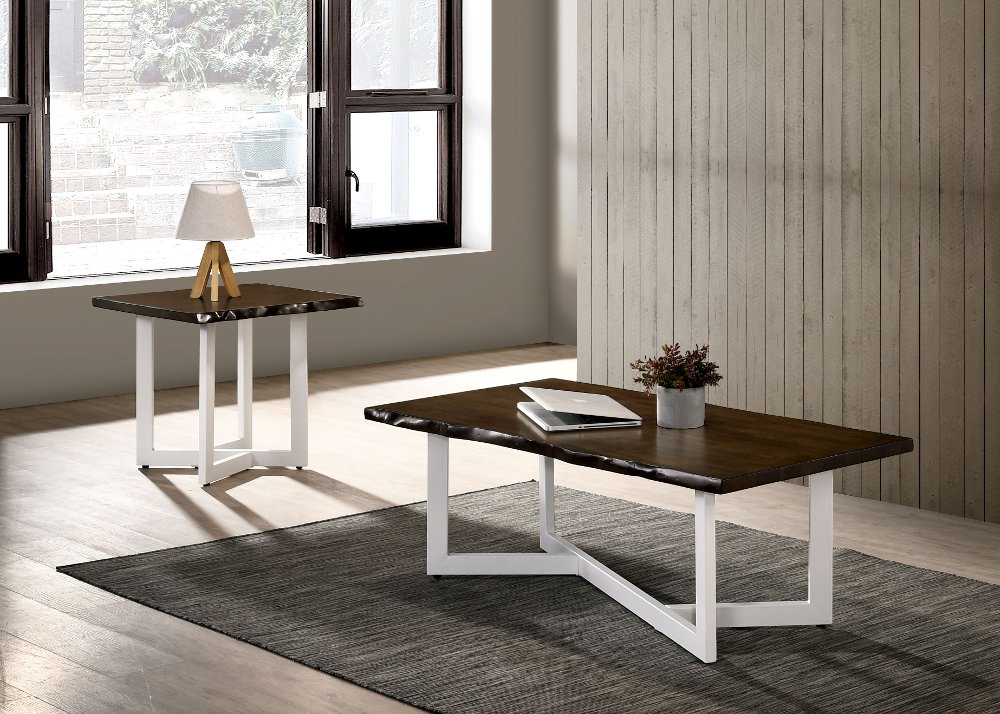 Krestian Oak and White 2-Piece Coffee and End Table Set