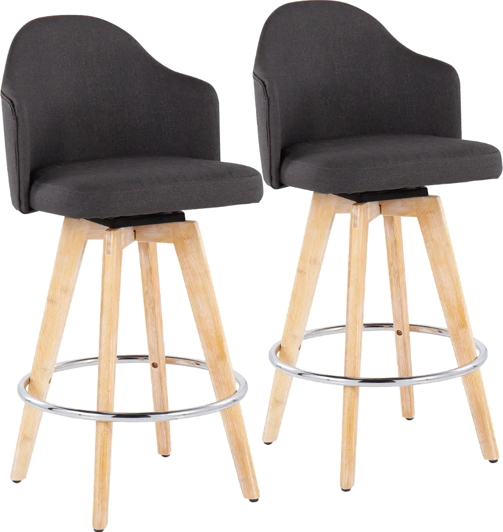 B26-AHOYUP2-R NACHAR2 Ahoy Swiveling Gray Counter Stool with Natural Legs, Set of 2-1