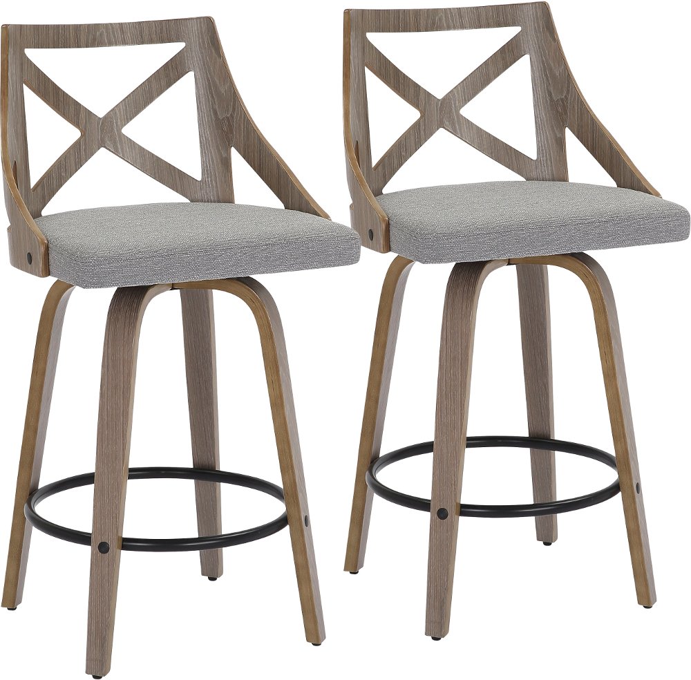 Charlotte Gray & Light Gray Wood Counter Stool, Set of 2