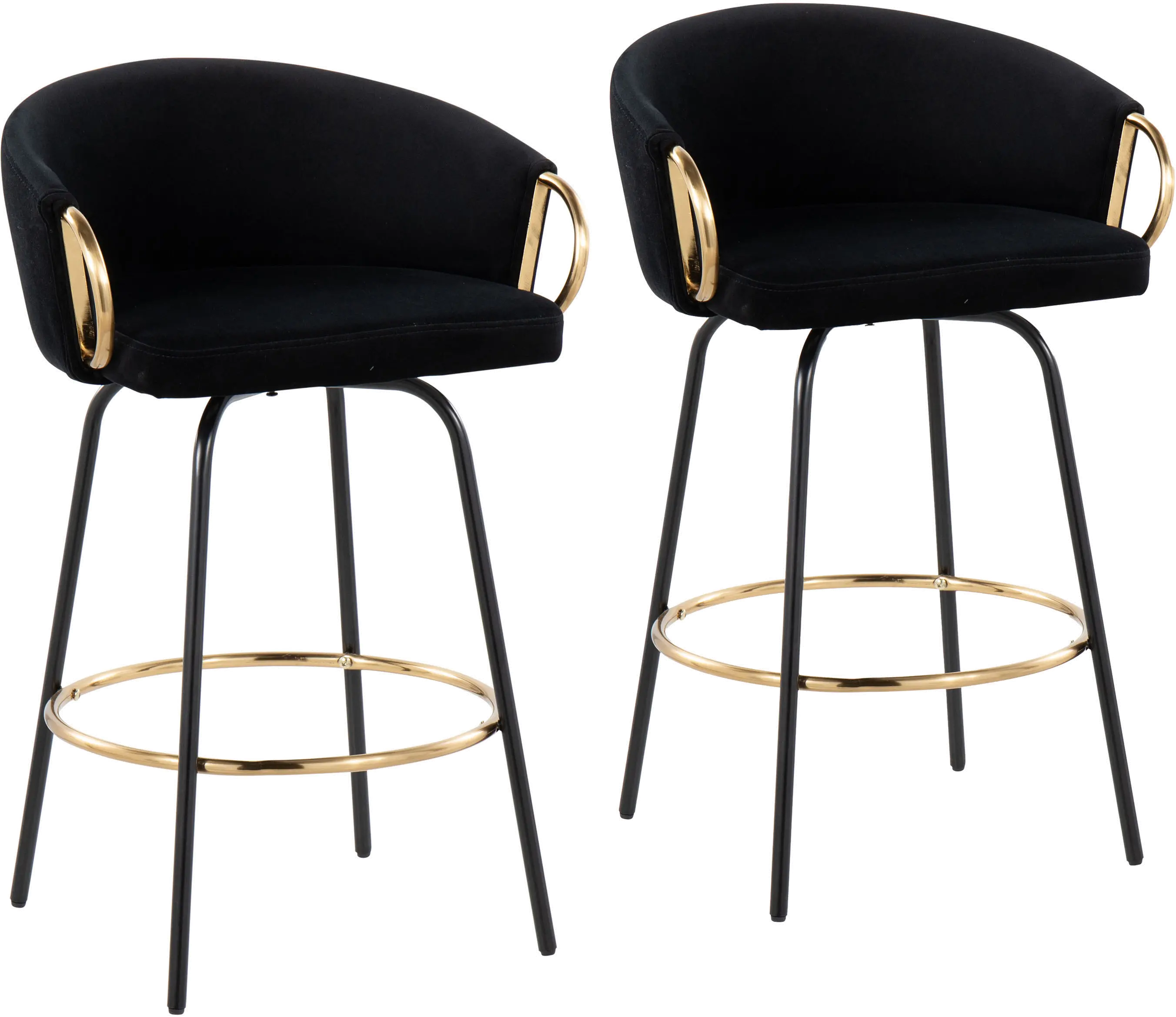 Photos - Chair Lumisource Claire Glam Gold & Black Velvet Barstool Stool, Set of 2 B26-CL