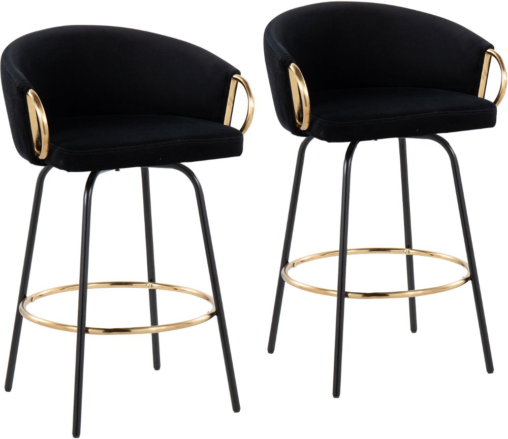 112902138 Claire Glam Gold & Black Velvet Barstool Stool, Se sku 112902138