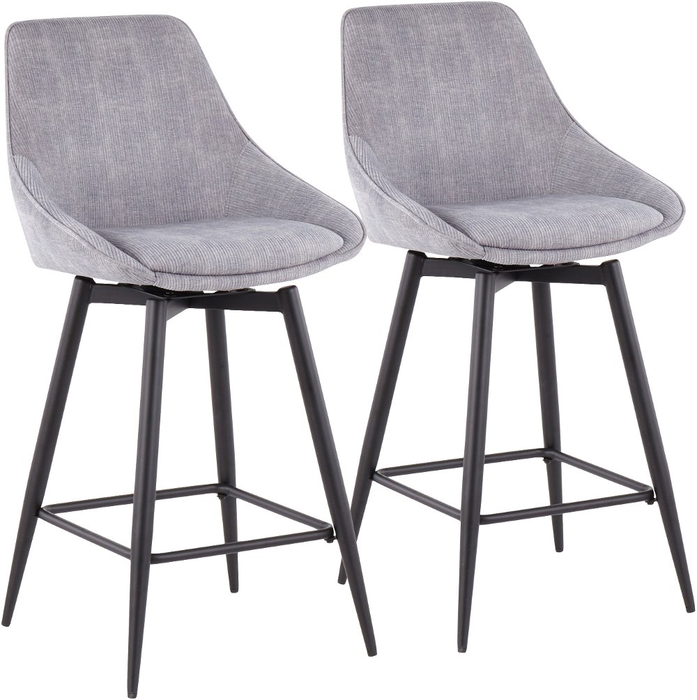 Diana Gray Corduroy Swiveling Counter Stools, Set of 2