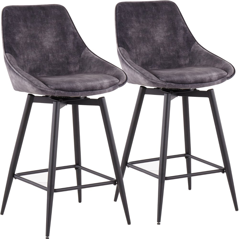 112902219 Diana Gray Velvet Swiveling Counter Stools, Set of sku 112902219