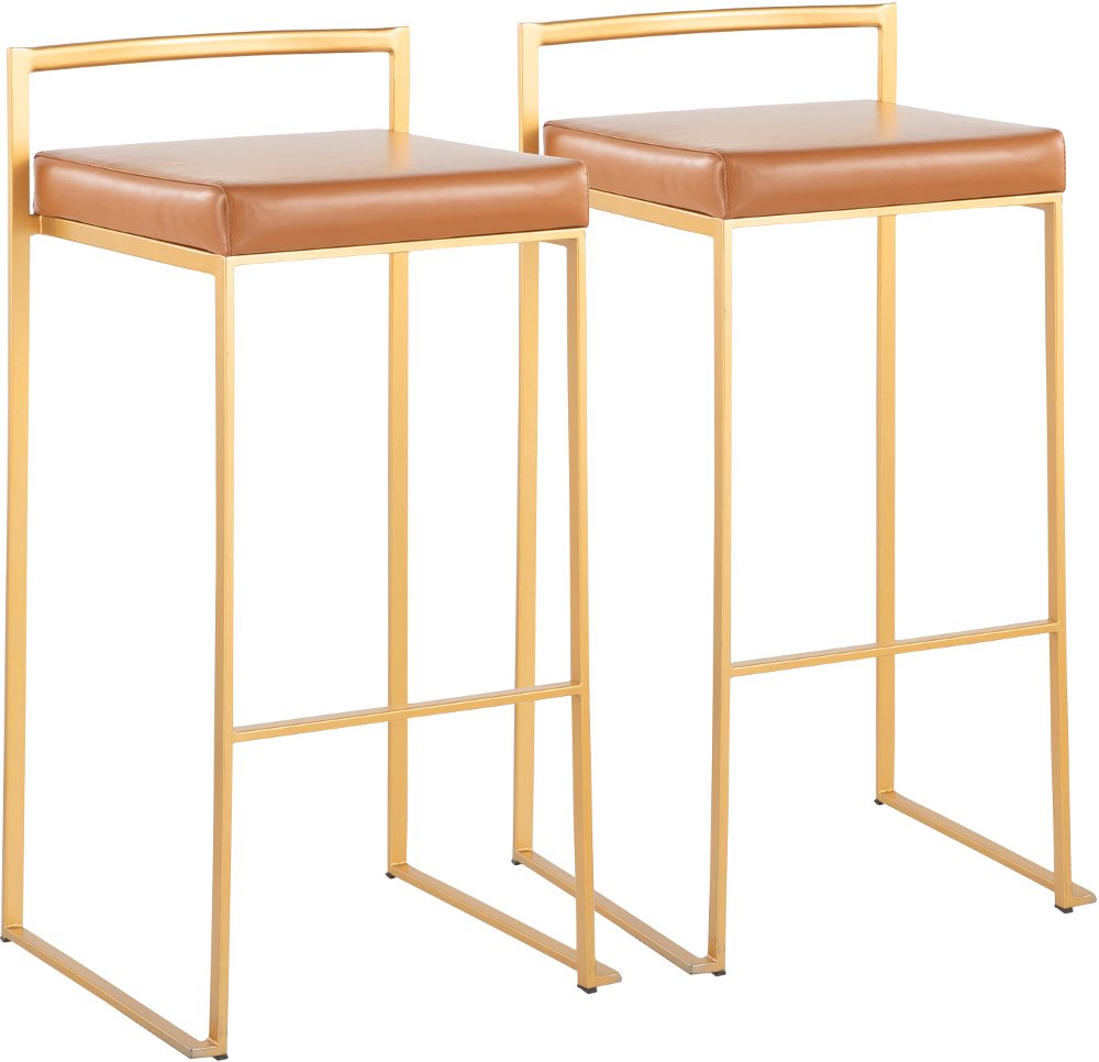 112902243 Fuji Gold and Camel Bar Stool with Low Back, Set o sku 112902243