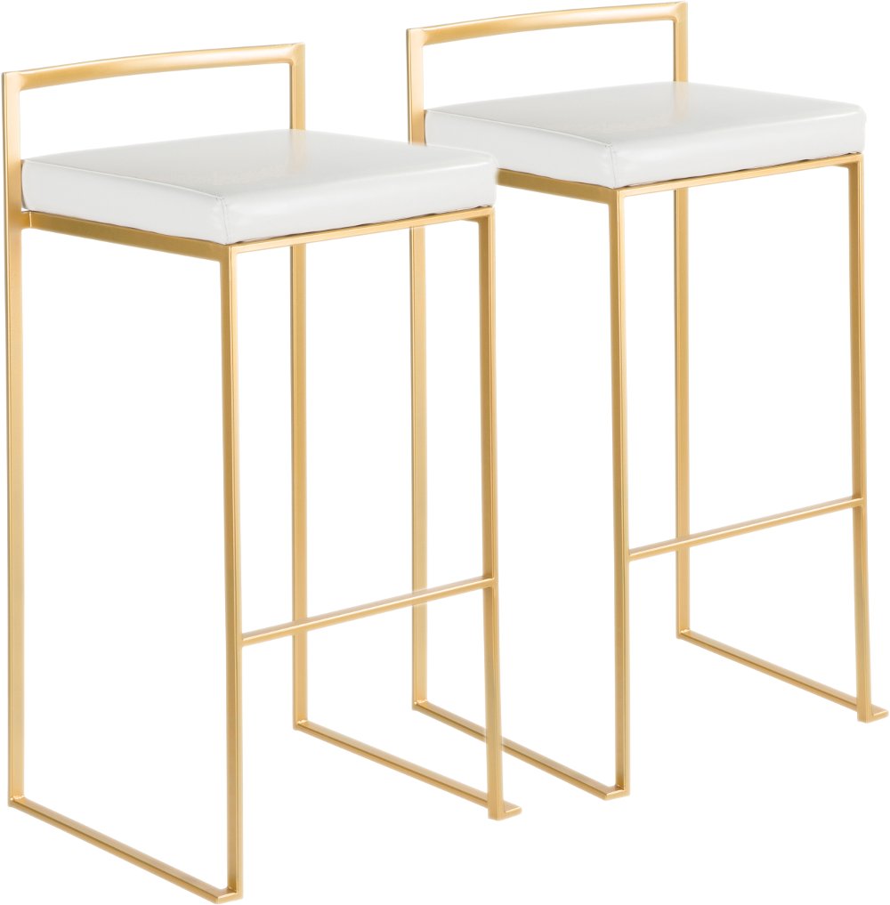 112902278 Fuji Gold and White Bar Stool with Low Back, Set o sku 112902278