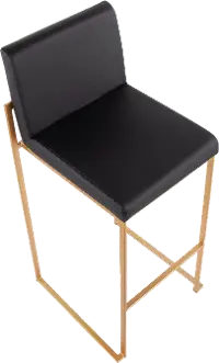 Fuji High Back Gold & Black Faux Leather Barstools, Set of 2