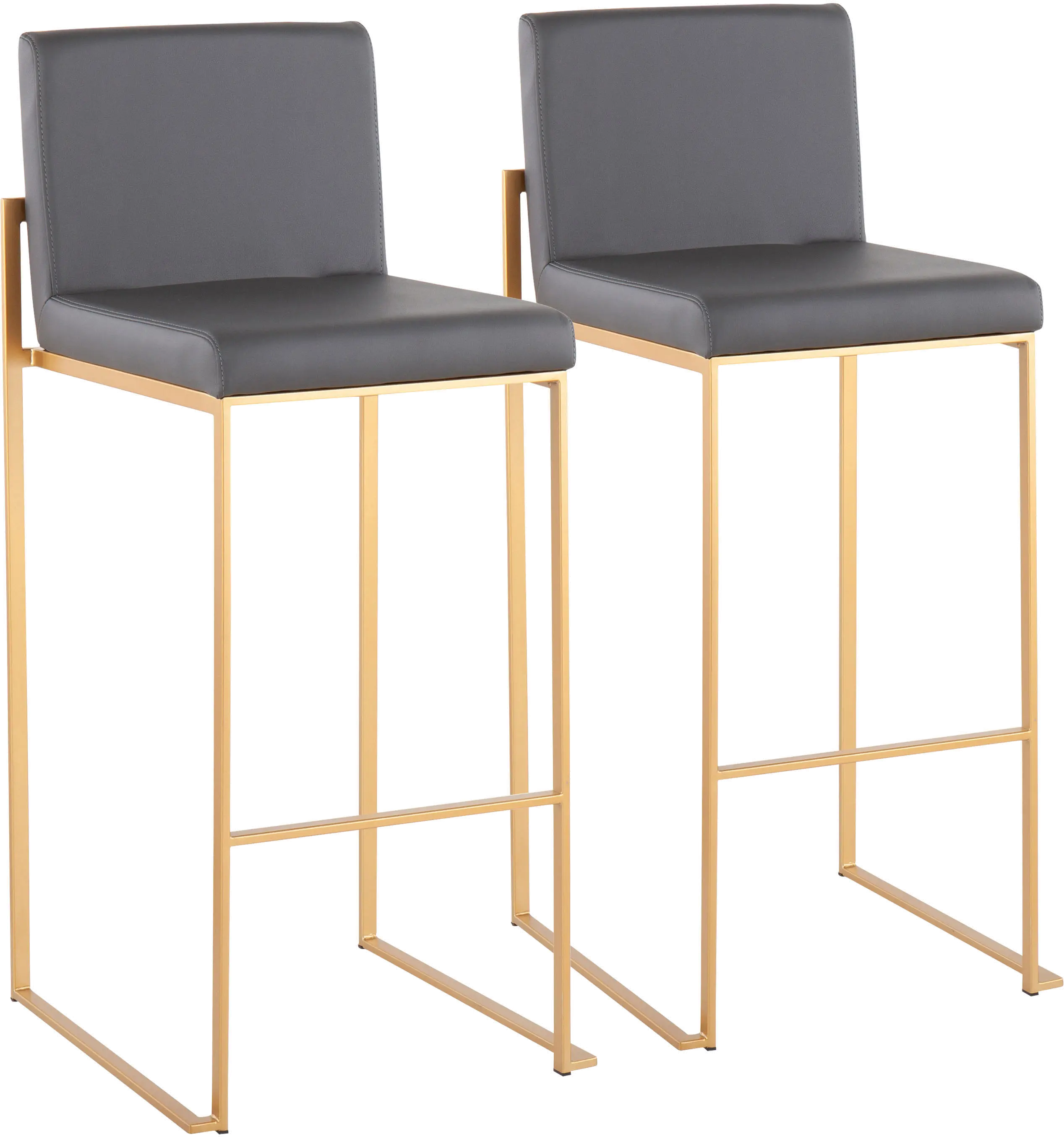 B30-FUJIHBAUGY2 Fuji High Back Gold & Gray Faux Leather Barstools, sku B30-FUJIHBAUGY2