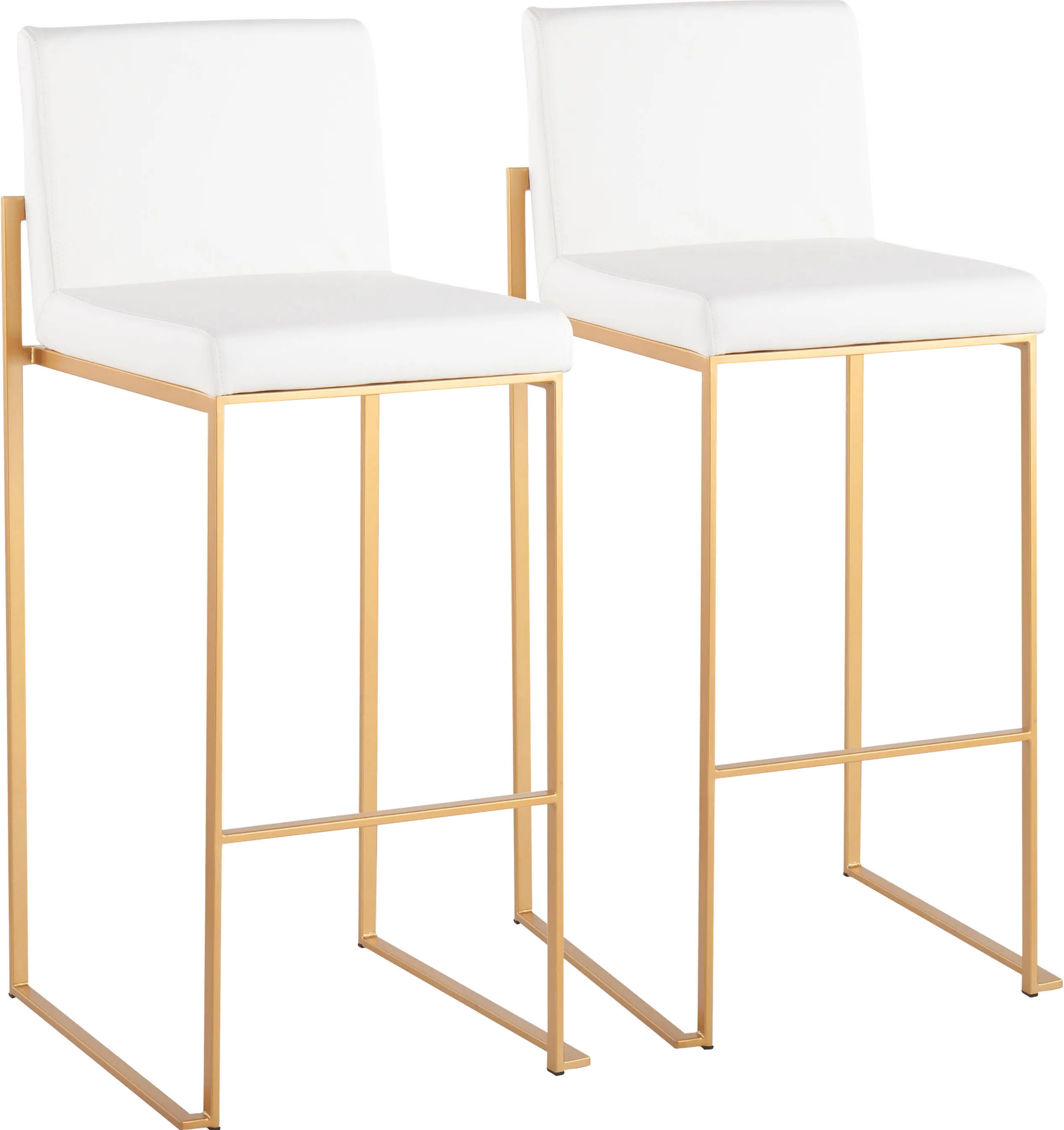 B30-FUJIHBAUW2 Fuji High Back Gold & White Faux Leather Barstools sku B30-FUJIHBAUW2