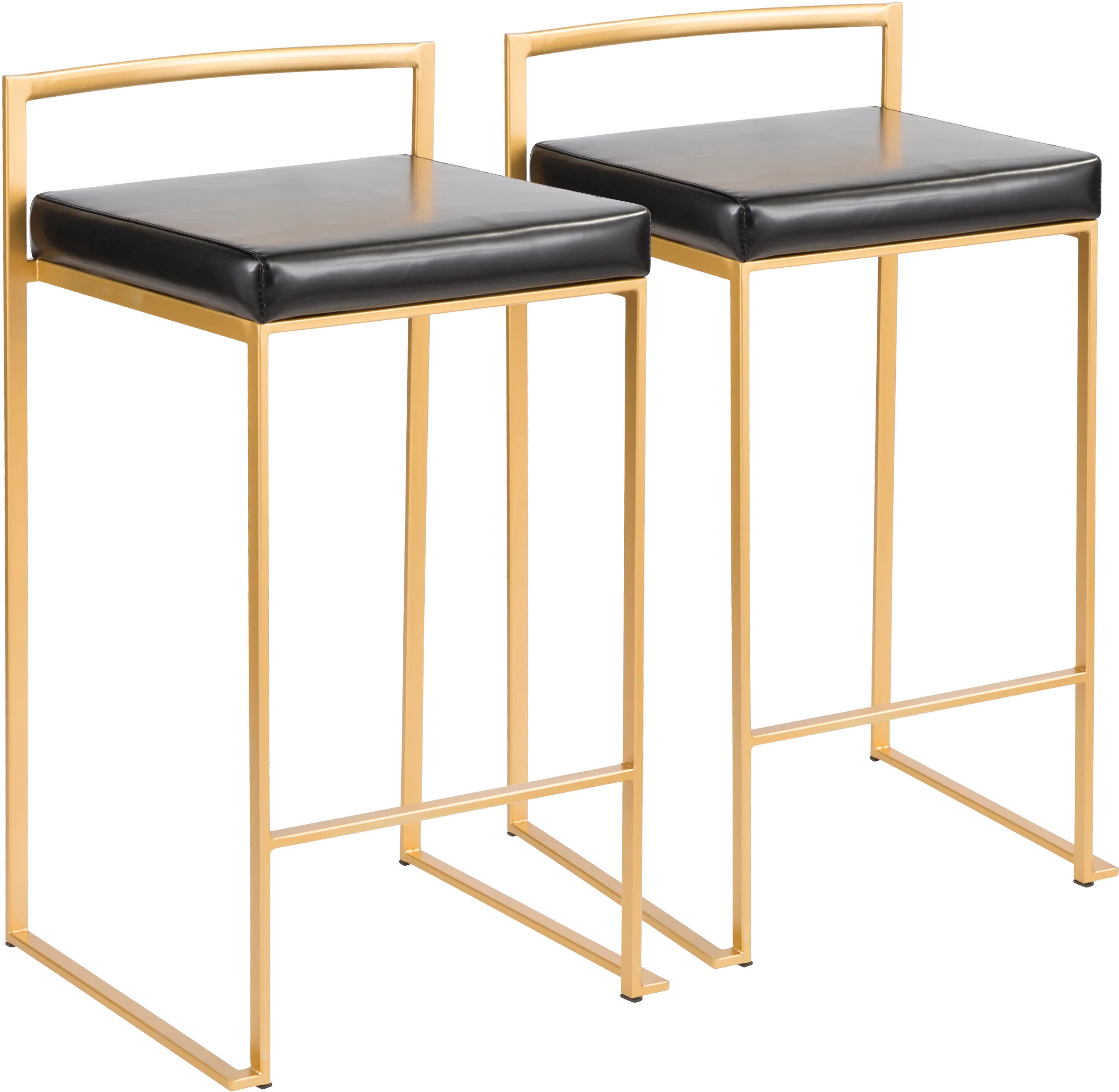 B26-FUJIAU+BK2 Fuji Low Back Gold & Black Faux Leather Counter St sku B26-FUJIAU+BK2