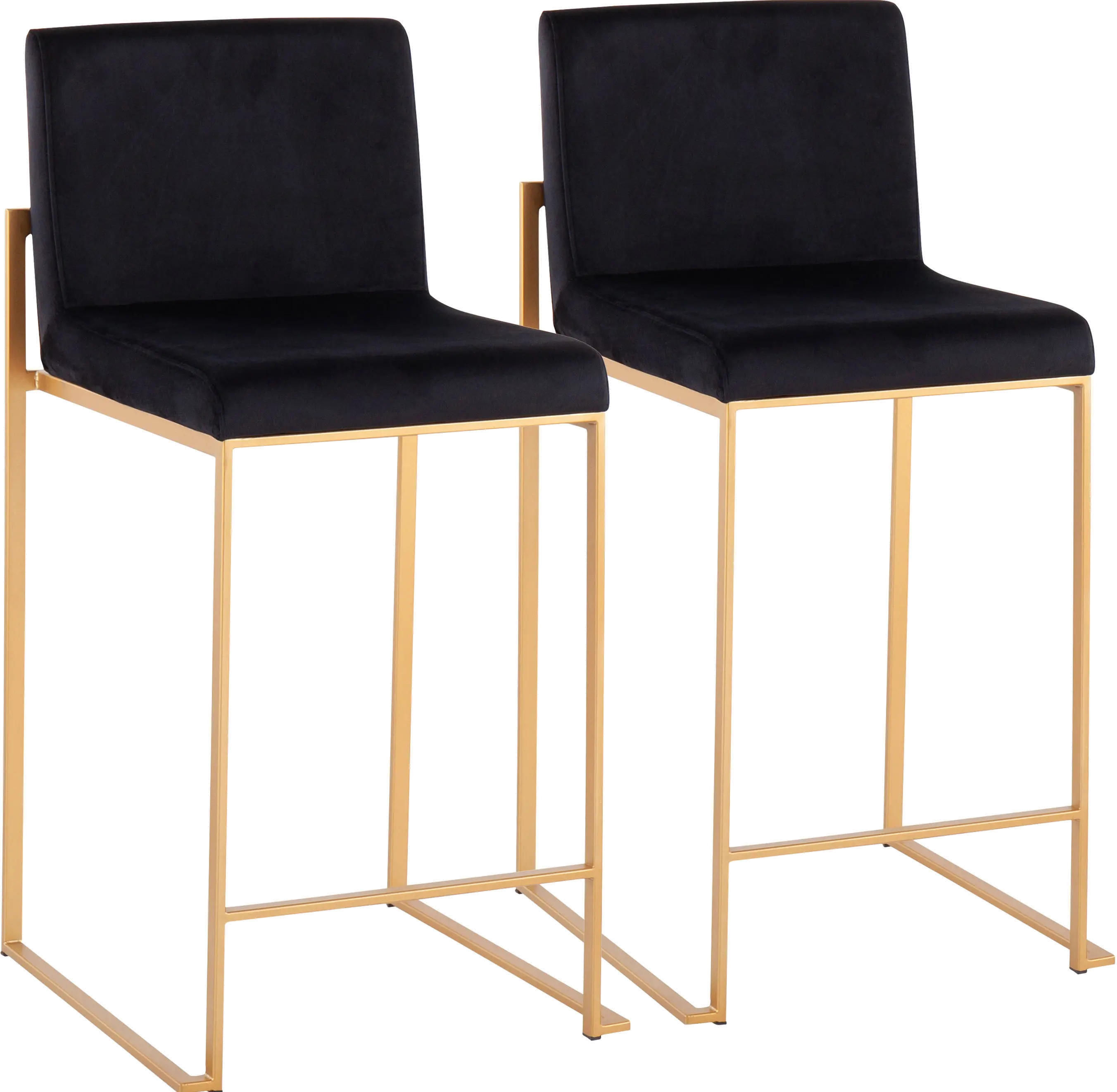 B26-FUJIHBAUVBK2 Fuji High Back Gold & Black Velvet Counter Stools, sku B26-FUJIHBAUVBK2