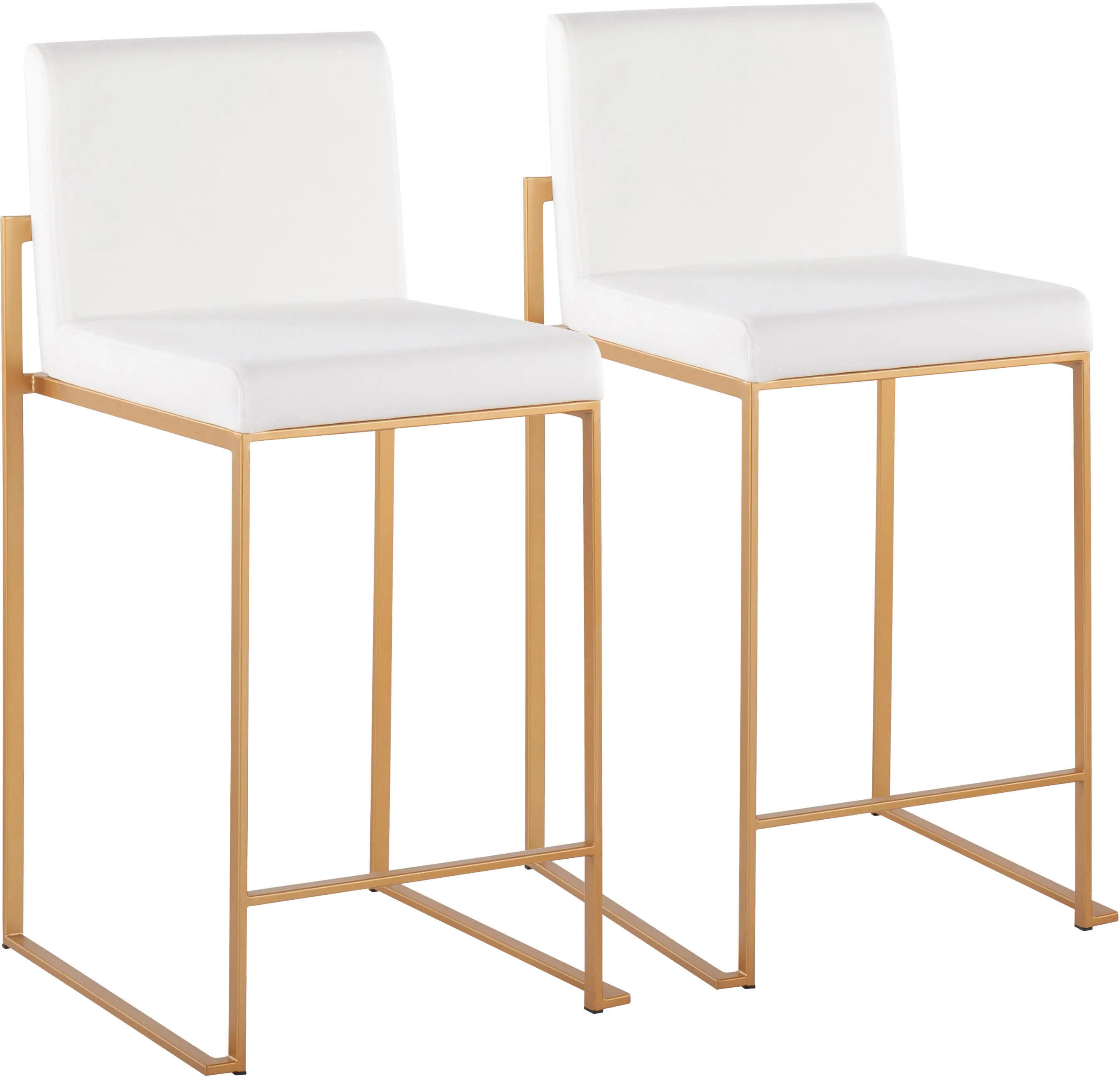 Fuji High Back Gold & White Velvet Counter Stools, Set of 2