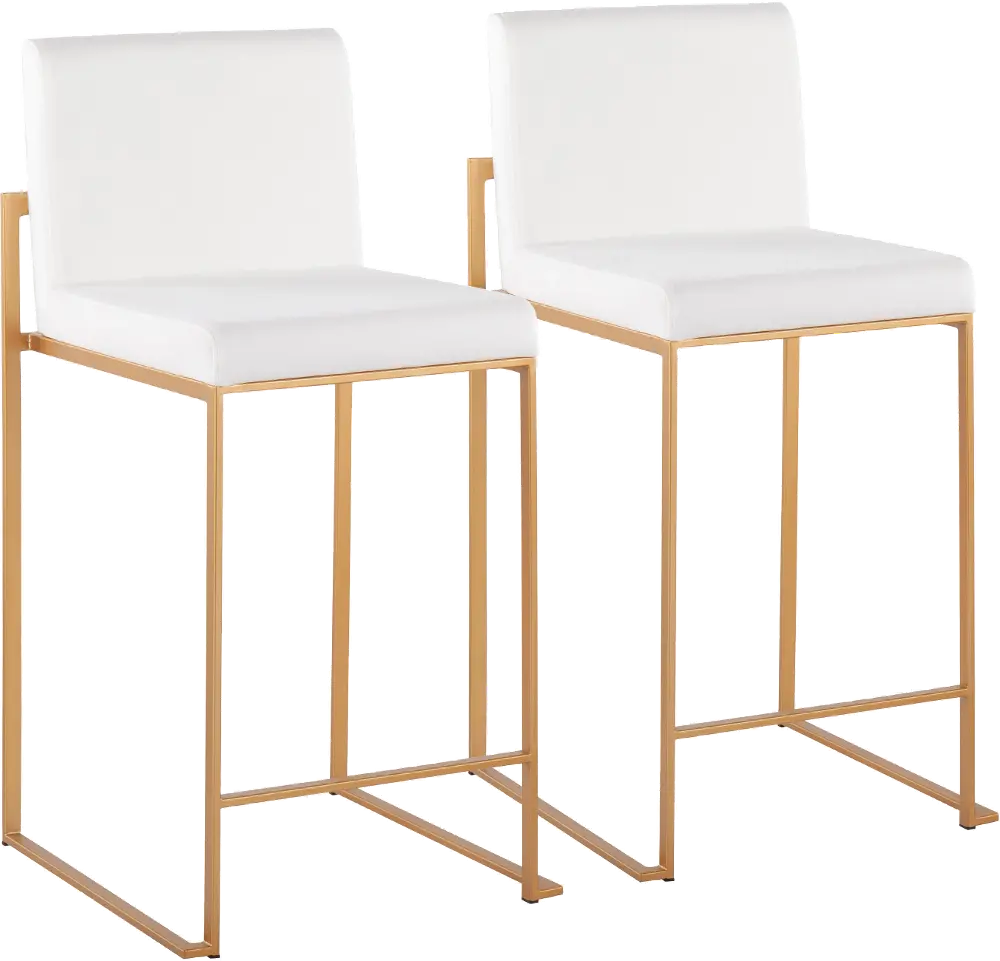 B26-FUJIHB AUVW2 Fuji High Back Gold & White Velvet Counter Stools, Set of 2-1