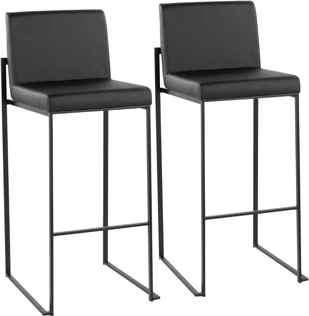 112902413 Fuji Black Bar Stool, Set of 2 sku 112902413