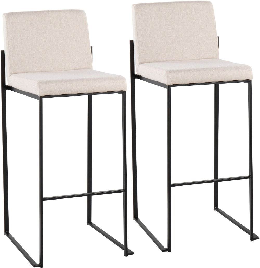 112902420 Fuji Black and Beige Bar Stool, Set of 2 sku 112902420