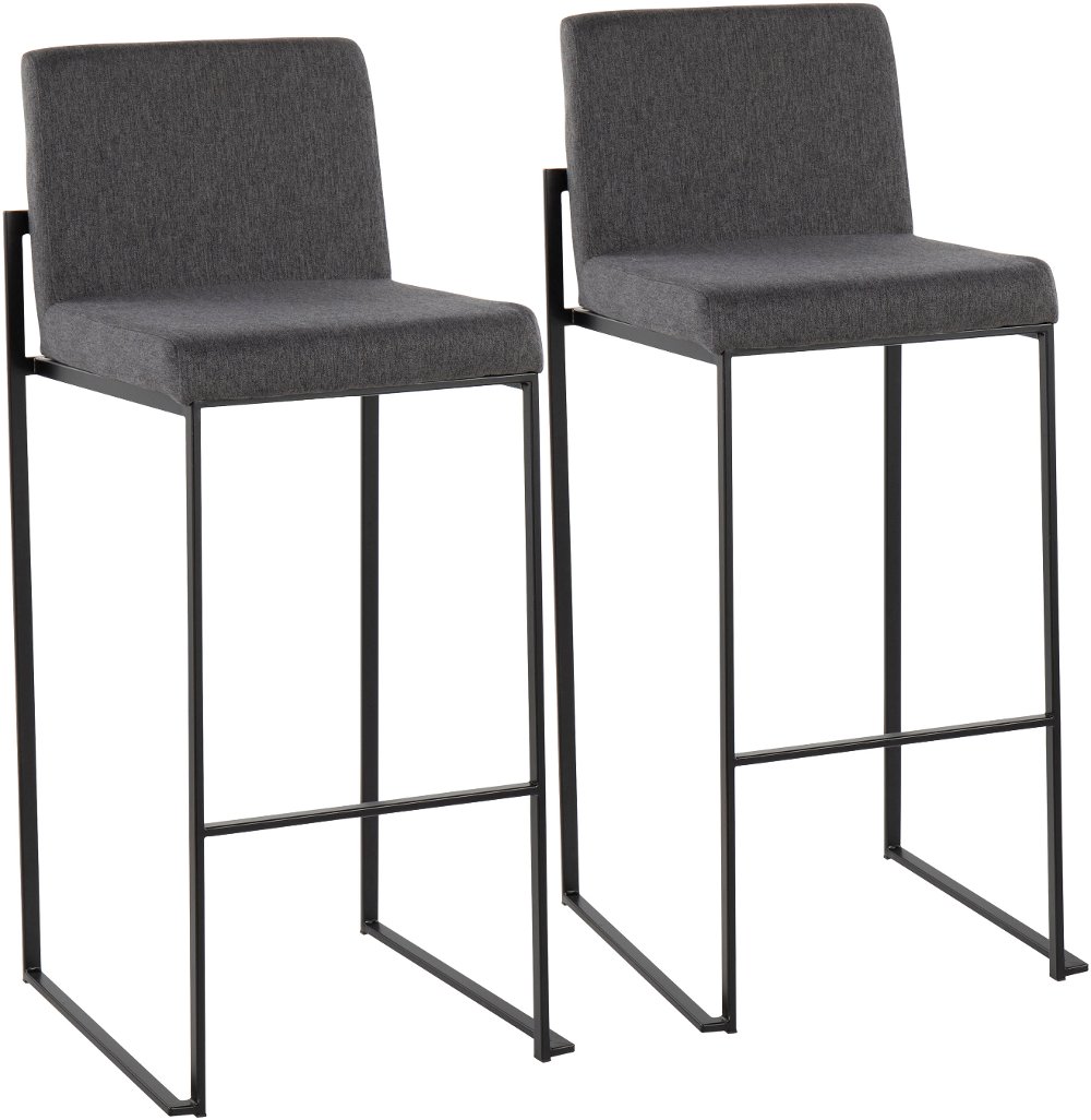 112902448 Fuji Black and Charcoal Bar Stool, Set of 2 sku 112902448