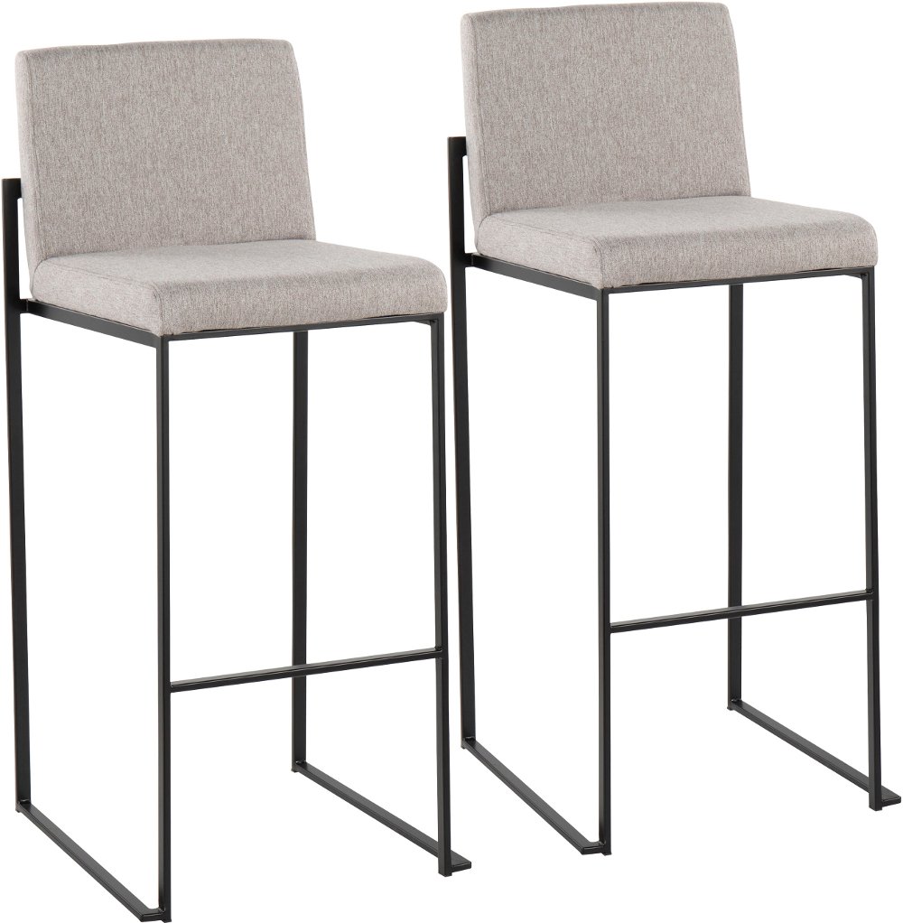 Fuji Black and Light Gray Bar Stool, Set of 2