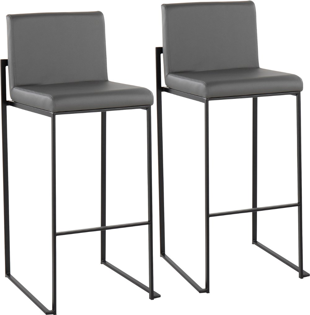 112902464 Fuji Black and Gray Bar Stool, Set of 2 sku 112902464