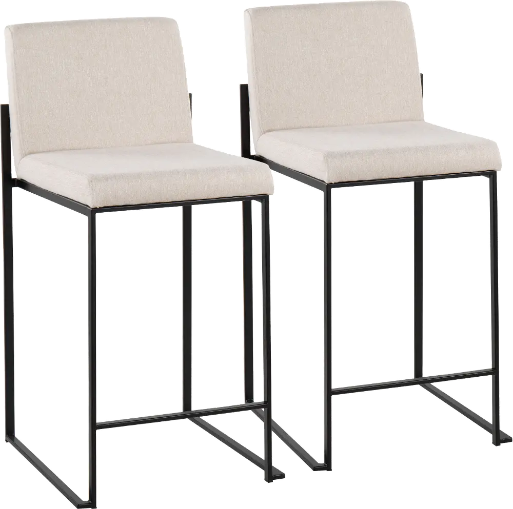 B26-FUJIHB BKFBG2 Fuji Black and Beige Counter Height Stool, Set of 2-1