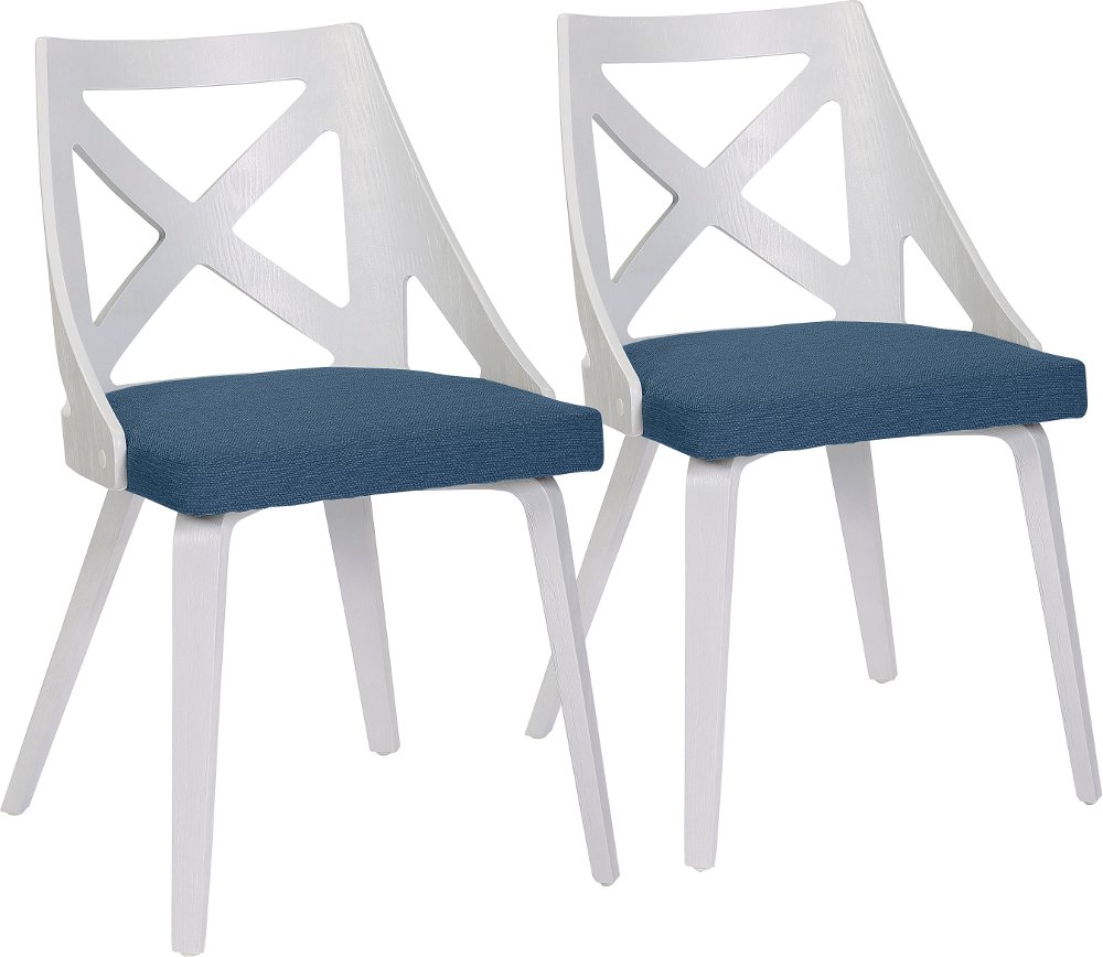 112902863 Charlotte White & Blue Dining Chairs, Set of 2 sku 112902863