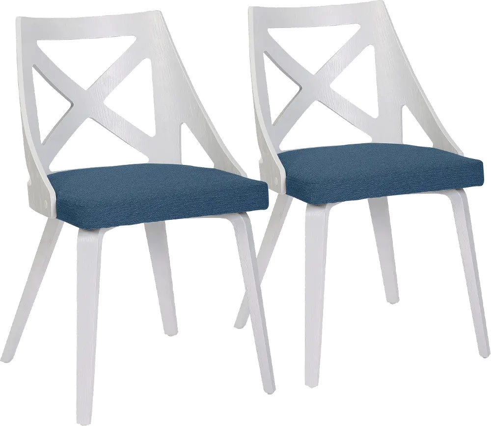 CH-CHARLOT WTXTBU2 Charlotte White & Blue Dining Chairs, Set of 2-1