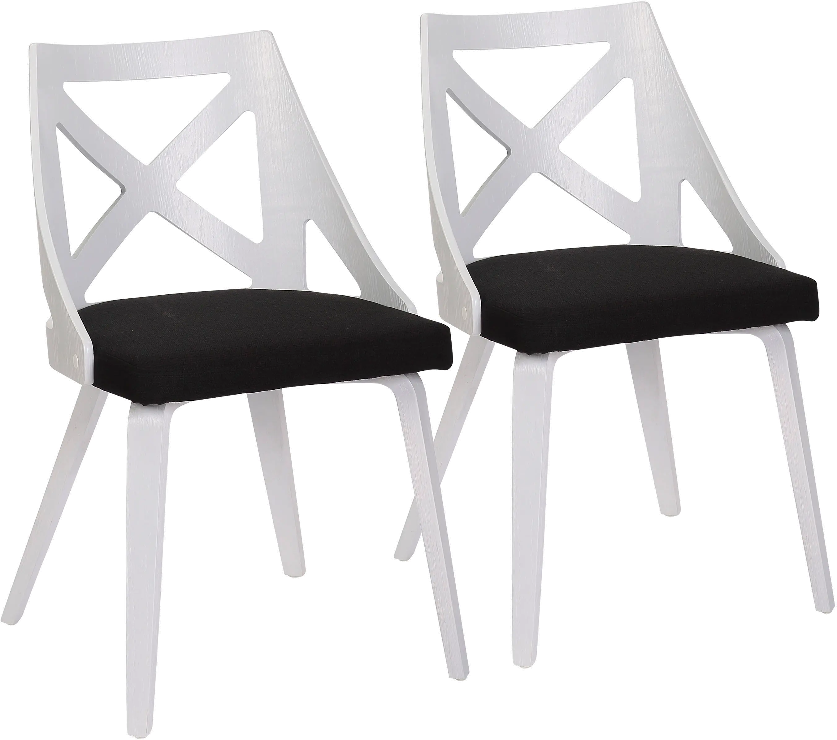CH-CHARLOTWTXTCHAR2 Charlotte White & Charcoal Dining Chairs, Set of 2 sku CH-CHARLOTWTXTCHAR2