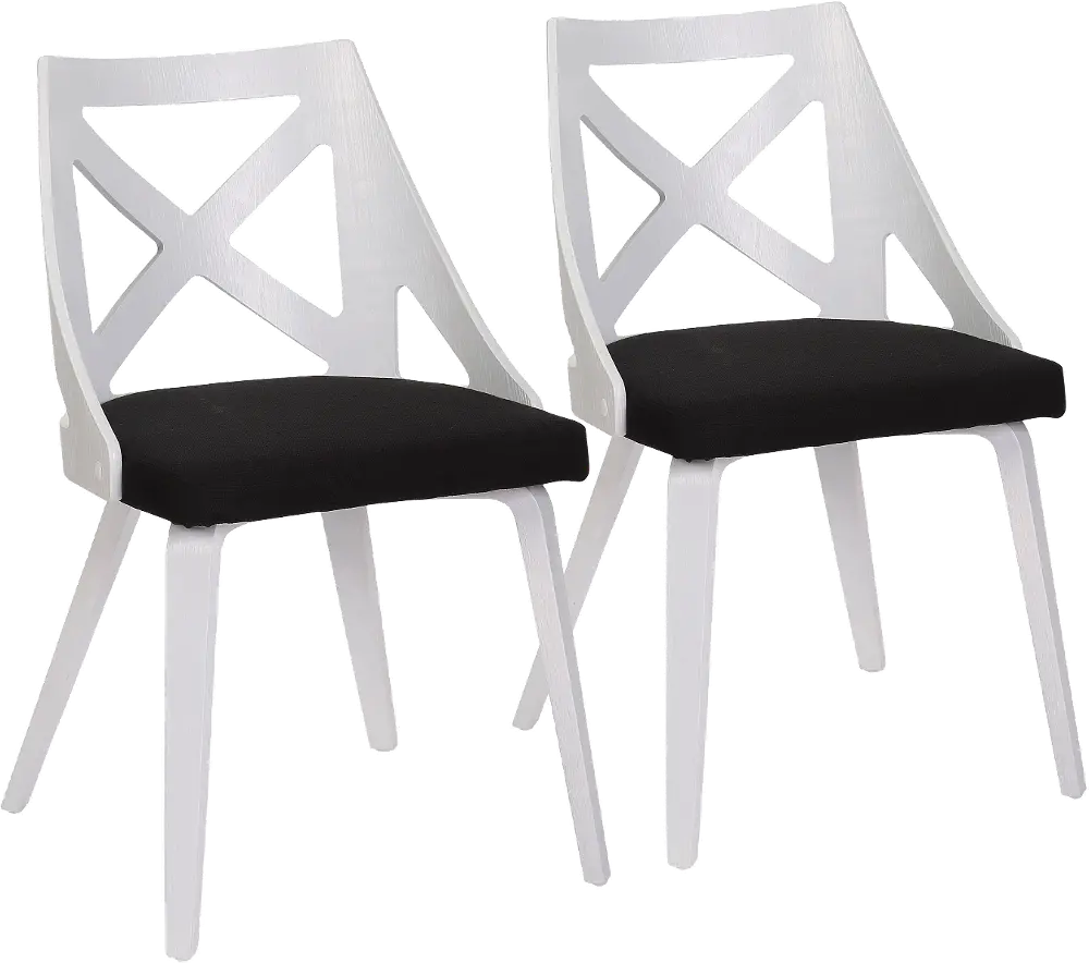 CH-CHARLOT WTXTCHAR2 Charlotte White & Charcoal Dining Chairs, Set of 2-1