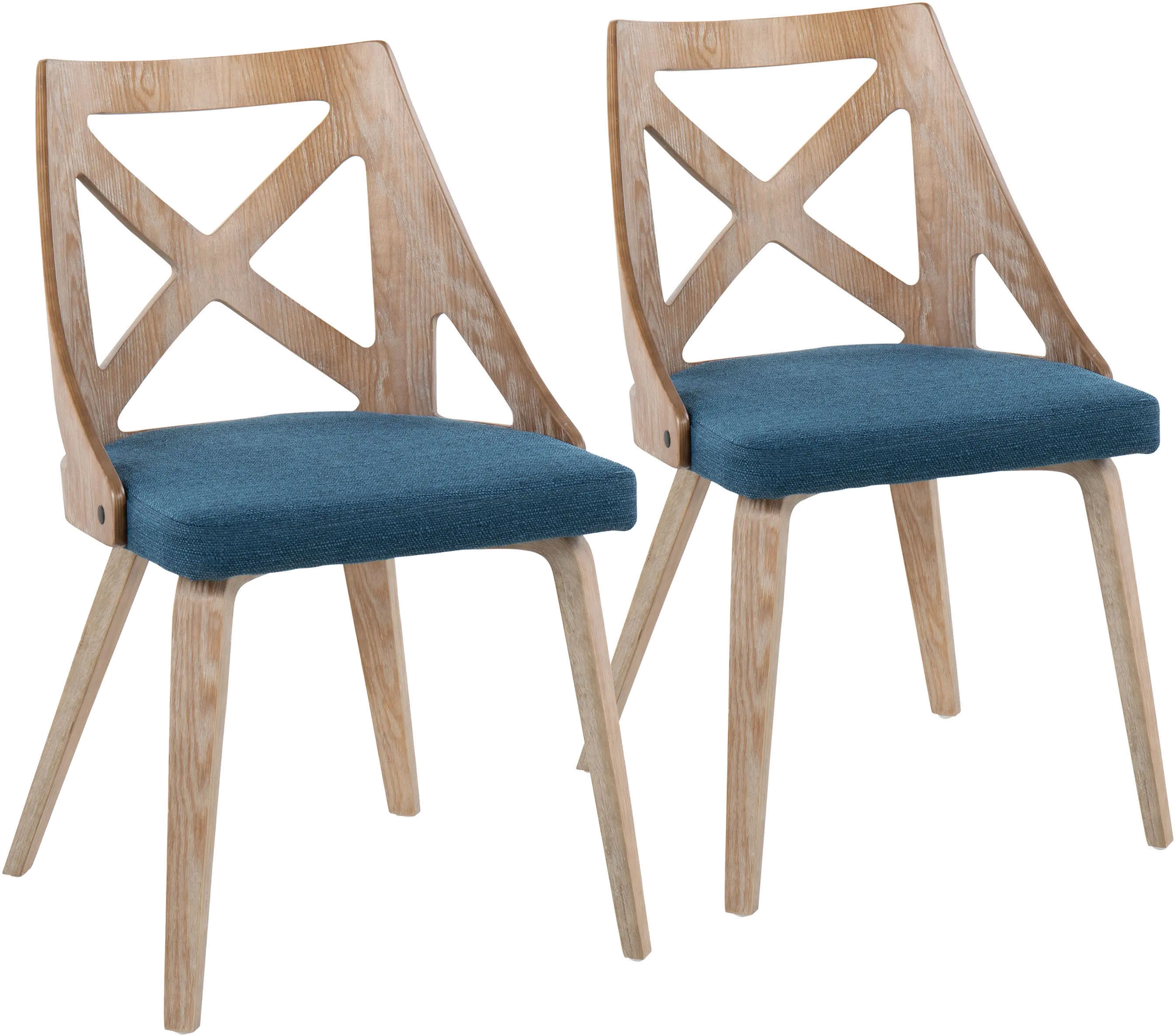 Charlotte Light Brown & Blue Dining Chairs, Set of 2