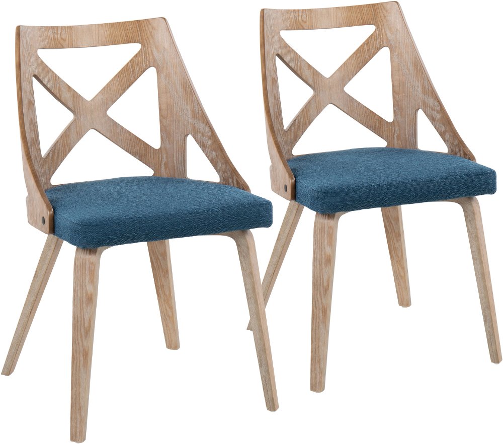 Charlotte Light Brown & Blue Dining Chairs, Set of 2