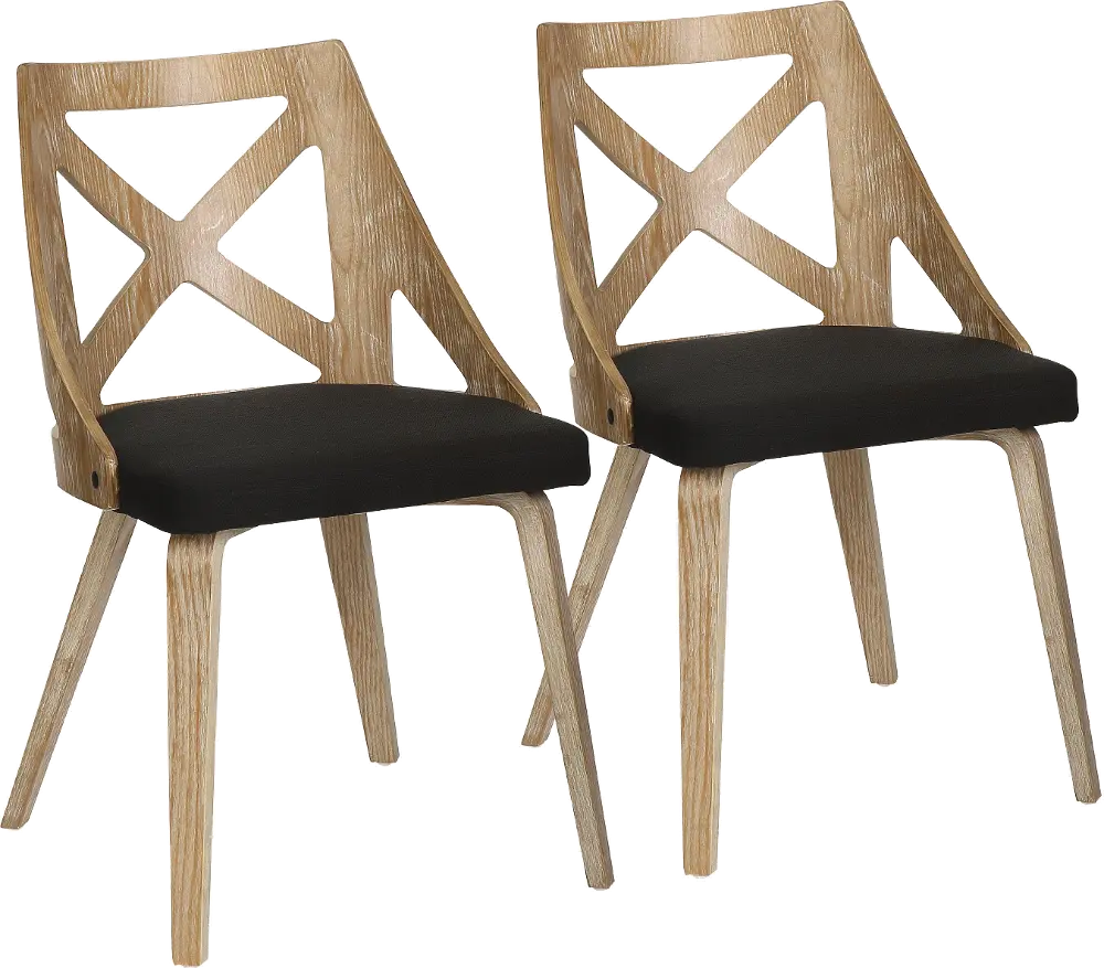 CH-CHARLOT WWCHAR2 Charlotte Light Brown & Charcoal Dining Chairs, Set of 2-1