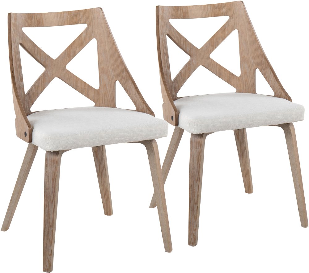 112902936 Charlotte Light Brown & Cream Dining Chairs, Set o sku 112902936