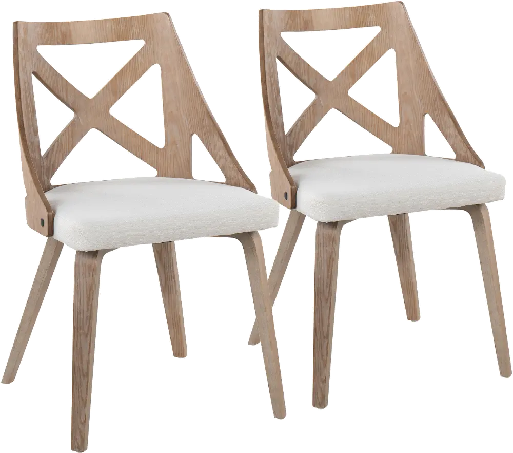 CH-CHARLOT WWCR2 Charlotte Light Brown & Cream Dining Chairs, Set of 2-1